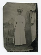 Great peek behind the backdrop, anique African American tintype photo picture