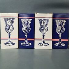 Vintage AVON Fostoria Cobalt Blue Glass Goblet George & Martha Washington Set 4 picture