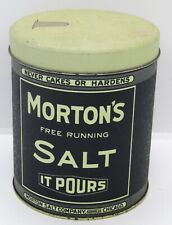 Vintage Bristol Ware Morton Salt Tin Round Container. Measures 5
