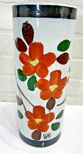 Large Hand painted Flower Cylinder Vase Made in Japan 11.5