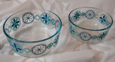 Pyrex Blue and Green Floral Pattern Kitchen Bowls (2 Bowls-different sizes) picture
