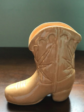 Vintage Miniature Glazed Western Boot Vase Planter picture
