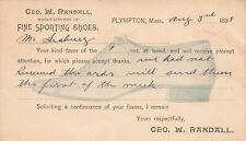 Plympton MA Randall Shoes Advertising 1889 Pioneer Postcard LP88 picture