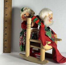 Vtg 1963 Annalee Christmas Santa & Mrs. Claus Dolls W/ Wooden Rocking Chair (B-M picture