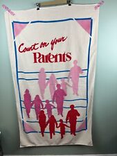 Vintage Graphic Beach Towel 'Count on your Parents' Terry Cloth Retro Pink Cool picture