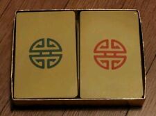 VinTagE GUMPS CHINESE GOOD LUCK SHOU DOUBLE DECK PLAYING CARDS Gold Gilt Edge picture