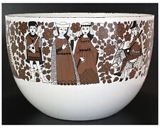 Vtg Finel Arabia Kaj Franck Large Enamel Bowl MCM Medieval Troubadour Design picture