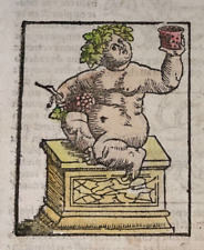 BACCHUS 1568 SEBASTIAN MUNSTER ANTIQUE ENGRAVED VIEW 16TH CENTURY picture