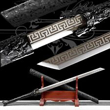 110cm Handmade Katana/Black/Samurai Sword/Full Tang/Collectible/Fighting Master picture