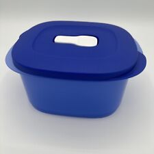 Tupperware Crystalwave Microwave Bowl 3 1/4 Cups Rectangular Container Blue New picture