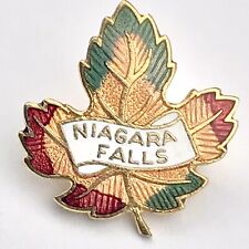 Niagara Falls Pin Brooch Vintage Multi Color Maple Leaf Canada picture