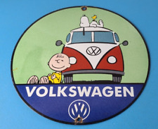 Vintage Volkswagen Sign - VW Sales Automobile Gas Pump Porcelain Sign picture