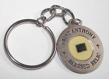 Vtg St Saint Anthony blessed relic medal key chain ring patron of lost articles picture