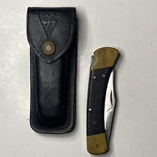 Vintage BUCK 110 2 Dot Folding Hunting Knife USA 1970s & Original Leather Sheath picture