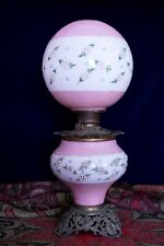 Antique Oil Lamp Ca.1890s Center Draft GWTW Parlor Lamp Hand Painted Large  picture