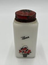 Vintage Tipp USA, Flour Shaker White Milk Glass Flower Deco 4