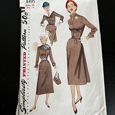 Vintage 1950s Simplicity 8495 Dress Scarf Belt Collar + Cuffs Sewing Pattern CUT picture