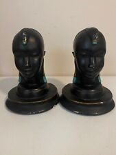 ABCO Alexander Backer Co. NY Female molded plaster African Bust Bookends picture