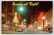 c1950s~Omaha Nebraska NE~Christmas Lights~Downtown~16th St~Woolworth's~Postcard picture