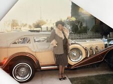 B5 Photograph Beautiful African American Woman Fur Coat Fancy Aristocratic Car picture