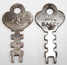 2 ~ Vintage Basco Flat Skeleton Keys ~ Keyed Alike ~ 1 7/8