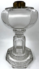 Antique DALZELL'S CROWN Stand Lamp Kerosene Oil 1890s Frosted Glass, Square Stem picture
