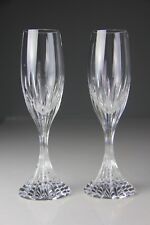 TWO (2) BACCARAT MASSENA CRYSTAL CHAMPAGNE FLUTE GLASSES - SIGNED 8.5