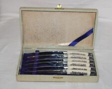 Vintage Federal Cutlery Steak Knives Set Of 6 Made in Japan White/Silver Handle picture