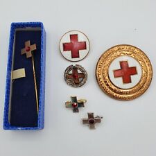 Red Cross DRK stick pin badge medal award service button enamel set old German picture