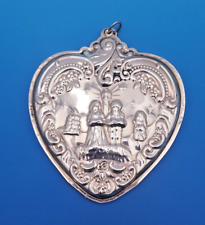 2004 Wallace Grande Baroque Sterling Heart Ornament Shepherds Bearing Gift 13251 picture