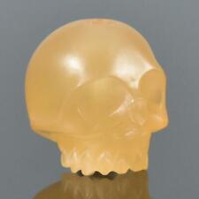 Human Skull Natural Calcite Indonesian Yellow Jade Bead 12.10 mm Carving 2.23 g picture
