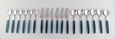 Complete service for 6 p, Henning Koppel. Stainless steel ,green plastic cutlery picture