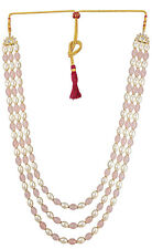 Indian traditional Metal Base Pearl Moti Mala Necklace for Groom Pink and white picture