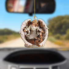 Abyssinian Cat Sleeping Angel Car Ornament, Cat Angel Wings Christmas Ornament picture