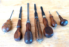 Antique Wood Handle Screwdriver Turnscrew Lot Cabinet Maker Marked Disston Buck picture