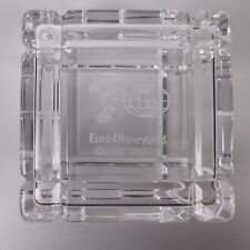 Euro Disneyland Mickey Mouse Engraved Glass Crystal Vintage 1987 Trinket Box picture