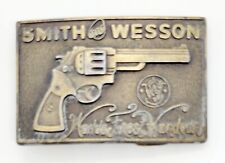 Vintage Smith and Wesson Worlds Finest Handgun Brass Belt Buckle picture