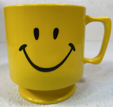 Vintage 1970s Yellow Smiley Smile Face Melamine Plastic Mug Cup Stackable picture