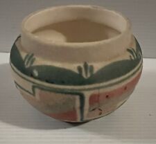 Vtg Native American Navajo Indian Sand Art Small Bowl Vase Planter USA Signed picture