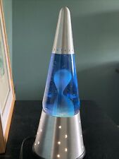 Lava Lamp Blue White Wax Moon Stars Silver Starlight Base Vintage - WORKS picture