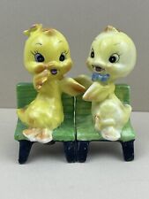 Vintage Unbranded Flirting Yellow Birds on Benches salt and pepper shakers picture