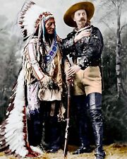 1895 SITTING BULL & BUFFALO BILL Superb COLOR PHOTO (222-A) picture