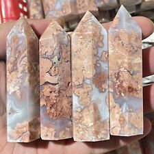 70g Natural Pink Agate Crystal Quartz Obelisk Tower Wand Reiki Healing 1pc picture