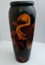Superb Pokerwork 'Kookaburra in Gum Tree' Vase - C 1920-1930: Amazing display picture