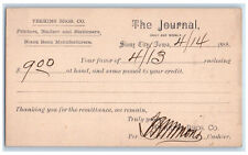 1888 Enclosing $900 Perkins Bros. Co. The Journal Sioux City Iowa IA Postal Card picture