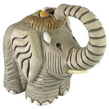Artesania Rinconada Elephant Art Pottery Figuring Trunk-Up Uruguay Grey Signed picture