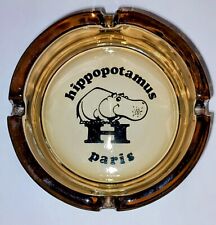 Vintage Glass Ashtray Hippopotamus Paris Smokey Amber Collectible Rare Retro LNC picture