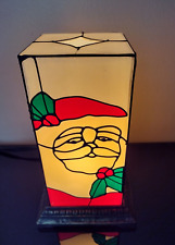 Vintage Tiffany Style Santa Christmas Lamp Holiday Design 7.5 inches WORKING picture