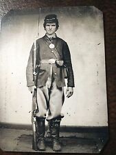 civil war Military Soldier With Rifle tintype C236RP picture
