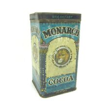 Antique 1920s Monarch Cocoa Tin 16 oz Art Deco Lion Hinged Lid Reid Murdoch & Co picture